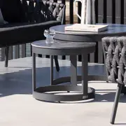 Hugo Outdoor Round Ceramic and Aluminium Side Table - Outdoor Tables