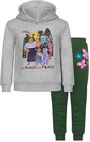 [Disney] Encanto Girls 2 Piece Hoodie and Jogger Pants Set for Toddler, and Big Kids – Beige/Green