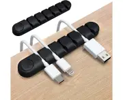 Cable Clips Cord Organizer Desktop, 2 Pieces (6 Slots) Cable Tie Holder Management, Silicone Adhesive Cord Storage