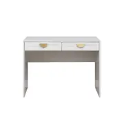 European Cabinetry White Hampton Half Moon Brass Handles Odessa Desk