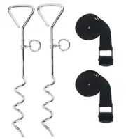 Heavy Duty Trampoline Ground Anchor Tie Down Kit, Dog Tie Out Stakes with Met...
