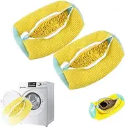 Uandhome 2 Pcs Shoe Cleaning Bag for Washing Machine, Reusable Laundry Bag for Sneakers, Trainers, Tennis Shoes, Slippers (Yellow)
