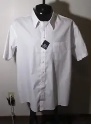 Men's KING EDWARD White Cotton Short Sleeve Dress Shirt Size 18/18.5 NWT