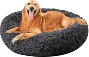 Dog Bed, Anti-Anxiety Calming Pet Dog Bed, Warming Cozy Soft Donut Dog Bed, Fluffy Faux Fur Plush Dog Bed for Small Dogs, Cats, Machine Washable 60CM - Grey