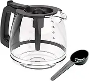 12-Cup Glass Coffee Carafe Replacement, Universal and Adjustable, Black Lid and Handle