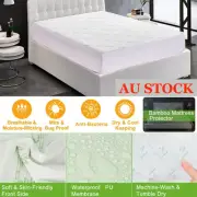 Bamboo Mattress Cover Waterproof Mattress Protector Bed Single King Queen Double
