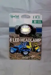 Headlamp – 8 LED Lights/3 Modes/30 Lumens W/Batteries NOREAST OUTDOORS