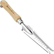 Berry&Bird Gardening Manual Weeding Trowel, Stainless Steel Manual Digging Knife with Wooden Handle, Multi-Functional Gardening Weeding Tool with Weeding Digging Transplanting Cutting Sawing