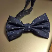 在飛比找Yahoo!奇摩拍賣優惠-深藍色 格紋編織紋理 點點 圓點 斑點 領結 蝴蝶結 領帶 