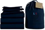 LuckShree Split California King 5-Piece Pure Organic Cotton Sheet Set, 700-Thread-Count, 18 inch Deep Pockets - Navy Blue