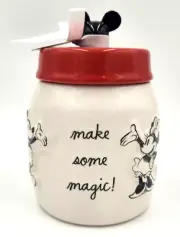 Rae Dunn Disney Mickey Minnie Mouse MAKE SOME MAGIC! Small Cookie Jar Canister