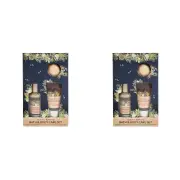 2x 3pc Urban Evie Floral 100g Bath Salt/50g Bath Bomb/50ml Body Scrub Set Navy