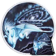 Space Galaxy Dragon Soaring through the Cosmos Round Beach Towel