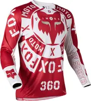 FOX 360 Nobyl Motocross Jersey, white-red, Size S for Men White Red
