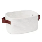 ABenkle Small Storage Basket, Mini Basket with Handle, Cute Cotton Rope White