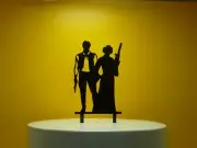 Star Wars themed Bride & Groom Wedding Cake Topper