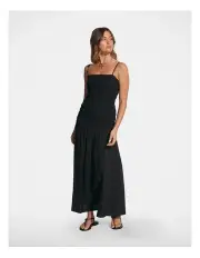 [Decjuba] Isabelle Shirred Maxi Dress in Black