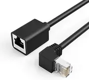 CAT6 Ethernet Extension Cable, CableCreation Shielded 8P8C Ethernet Patch Cable,Up Angled Support Bandwidth Up to 250mhz,1.6ft/0.5m,Black