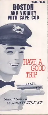 1965 Sunoco Road Map: Boston and Vicinity Cape Cod NOS