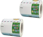 Veemoon 2Rolls Christmas Label Stickers Per Sealing Decals for Wrapping Decorative Xmas Tags for Smooth Surfaces Enhance Holiday Decor