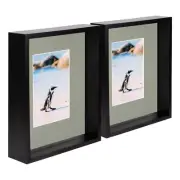 5x Black 8" x 10" 3D Deep Box Photo Frames Grey 4" x 6" Mount Shadow Picture
