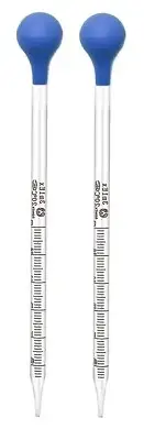 2Pk 3ml Glass Graduated Dropper Pipettes Lab Dropper with Red Rubber Cap & Scale