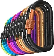 Carago Carabiner Clips with Screw Gate, Carabiners Hiking Clips with 7.5mm Diameter Aluminum Rod