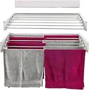 Foxydry Hide Wall Mounted Retractable Clothes Airer - Indoor/Outdoor Foldable Balcony Airer (White, 71 cm / 28 in)
