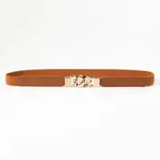 Chunky Chain Elastic Belt Camel & Gold - 60-80cm