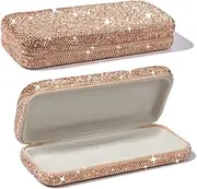 [JSCARLIFE] Eyeglasses Glasses Case, Bling Crystal Rhinestone Sunglasses Holder Hard Shell Protective Large Eyeglass Case Storage Box for Eyeglasses Sunglasses