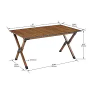 Myhomore Roll-Up Outdoor Table 17.52" x 18.5" Light-Weight in Aluminum Brown