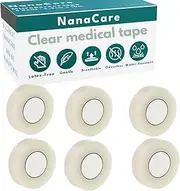 NanaCare Hypoallergenic Transparent Surgical Tape 1/2 inch x 11yd +10pc Gauze Pads | 6 Rolls Transporous Surgical Tape| Medical Tape for Skin, Dressings and Face | First Aid Tape Suitable