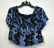Free People Womens Dark Combo Technicolor Bubble Top Smocked Off The Shoulder M