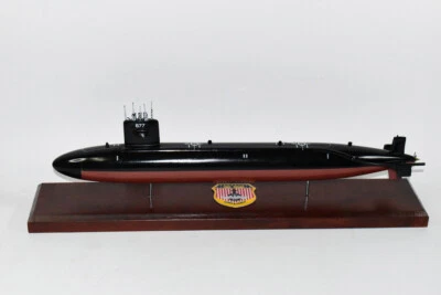 USS Drum SSN-677 Submarine Model, US Navy, Scale Model, Mahogany, Sturgeon Class