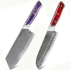 2Pcs TURWHO Santoku Cleaver Japanese VG10 Damascus Steel Chef Kitchen Knife Set