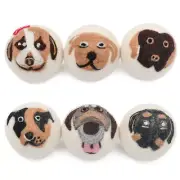 6 XL Dog Face Handmade New Zealand Wool Dryer Balls Natural Fabric Softener