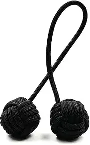 XFEDCFLL Begleri, Worry Fidget Beads, Skill or Fidget Toy for Fingers, Hand Woven Parachute Cord/Solid Steel Ball Beads, EDC Gear for Beginners (Black)