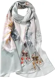 [Jeelow] 100% Mulberry Pure Real Silk Scarf Lightweight Chiffon Shawls And Wraps Sheer For Women Oblong