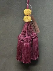 2 New Vintage Raymond Waites Burgundy & Gold Drapery Curtain Tie Back Tassels
