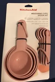 NEW! KitchenAid Measuring Cups and Spoon Set 9 Piece Dried Rose Pink.