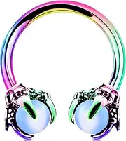 [OUFER] 316L Surgical Steel Circular Earrings Two White Opals Surrounded by Dragon Claws Cartilage Earing Ear Body Piercing Jewelry Helix Earrings Piercing…