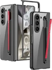 Case for Samsung Galaxy Z Fold6, Fashionable and Shockproof Transparent Fold6 Case with Screen Protector and Pen Holder and Pen (Black1,for Galaxy Z Fold6)