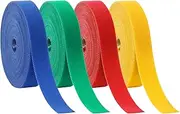 Aunifun 4 Rolls 66 Feet Carpet Marker Strips for Classroom Carpet Strip for School Supplies, Nylon Reusable Cable Straps Cable Ties Hook and Loop