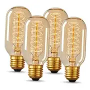 Vintage Edison Bulbs 40 Watt, Incandescent Light Bulbs, T45, 110-130 Volts,