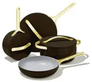 NEW Caraway NonStick Ceramic Cookware Set Black/Gold Iconic Series