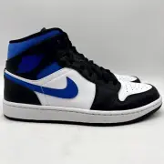 Nike Air Jordan 1 Mid White Black Racer Blue Shoes Size 9.5 Men's 554724-140
