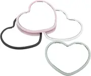 Generic 4pcs Heart Shaped Compact Mirror Portable Makeup Mirror for Travel Mini Handheld Mirror High Definition Clarity for Girls Stylish Pink/White/Blue/Black