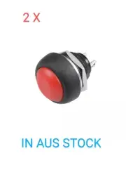 2Pcs X 12mm Red Push Button Switch Momentary Round Flat Button