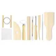 10pcs Wooden Clay Sculpting Tools Modeling Pottery Tool Kit to Roll Cut Flatten