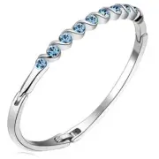 Paris 18K White Gold Plated Bangle Embellished Swarovski Crystal Blue Bracelet